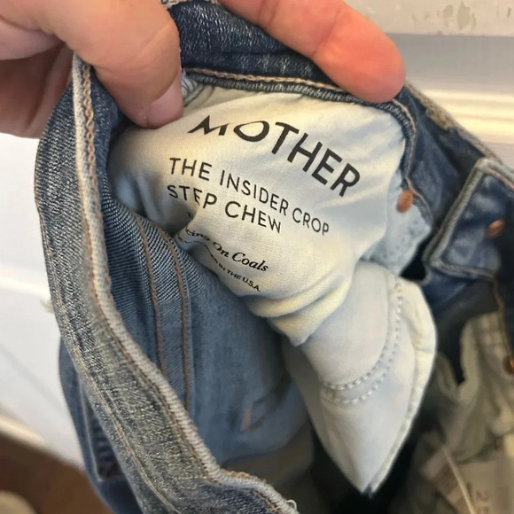 MOTHER Insider Crop Step Chew Denim Jeans High Rise Medium Wash Distressed 25 - Picture 5 of 7